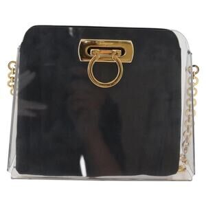 Salvatore Ferragamo Plastic Gancini Chain Shoulder Bag Clear Gold